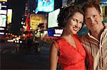 Young Couple in City at Night, close up