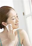 Woman caring for her face