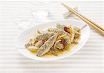 Deep fried horse mackerels in sweet and peppery sauce