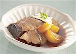 Yellowtail and Japanese radish simmered in soy sauce