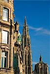 Belgium, Flanders, Antwerp; The Onze Lieve Vrouwkathedraal amidst other buildings in Antwerp's historical centre