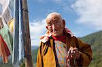 An elderly buddhist woman in Bhutan