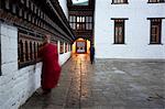 Szene aus der Tashichodzong in Thimphu, Bhutan. Tashichoedzong ist ein buddhistisches Kloster und eine Festung.