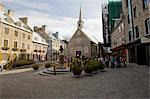 Quebec City, Kanada. Die Kathedrale von Notre Dame des Victoires Kirche in der Place Royale