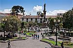 Ecuador, Independence Square in the Old City of Quito.