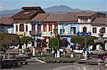 Ecuador, The attractive central square of the busy weekly farmers' market town of Sangolqui.