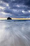 Gull Rock au coucher du soleil, Trebarwith Strand, Cornwall, Royaume-Uni