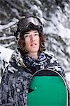 France,Chamonix. A young man in snowboarding gear
