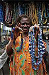 Ghana,Eastern Region,Agomanya. The market at Agomanya is famous for its glass beads.