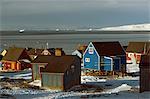 Greenland,Ittoqqortoormiit. The isolated village of Ittoqqortoormiit (Scoresbysund) situated on the north east coast of Greenland. It has 2 food deliveries a year by boat.