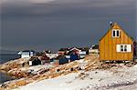 Greenland,Ittoqqortoormiit. The isolated village of Ittoqqortoormiit (Scoresbysund) situated on the north east coast of Greenland. It has 2 food deliveries a year by boat.