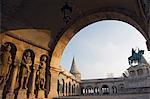 Hungary,Budapest. Castle Hill evening light on St Stephens Statue