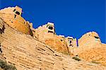 Remparts de la ville fortifiée de Jaiselmeer, au lever du soleil, Rajasthan, Inde.