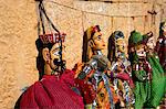 Puppets for sale in the main courtyard of Jaiselmeer,Old Town,Rajasthan,India.