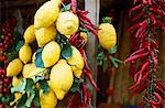 Lemons and peppers for sale at the roadside