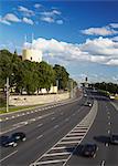 Traffic passing Riga Castle, Riga, Latvia