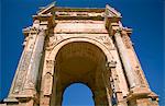 Libya; Tripolitania; Khums; Arch of Septimius Severus in the well preserved city of Lepcis Magna.