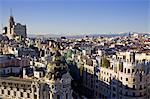 Aerial view of the downtown of Madrid, Spain, Europe