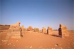 Sudan, Nagaa. Statues of sheep form an avenue to the ruins at Nagaa.