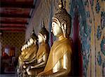 Statues of Buddha in the Wa Arun Temple in Bangkok Thailand