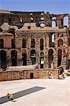 Tunisia, El Jem. The Roman amphitheatre of El Jem which dates from the 3rd century AD.