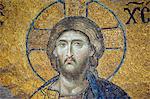 Turkey, Istanbul, Hagia Sophia. Detail from the Deesis mosaic.