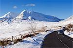 Wales, Gwynedd, Snowdonia. View along the A4086r towards Nant Peris and Snowdon.