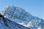 Wales, Gwynedd, Snowdonia. View up the Ogwen Valley to Tryfan otherwise known as the Welsh Matterhorn.