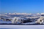 Wales, Conwy, Pentrefoelas. Blick Richtung Snowdonia an einem winterlichen Tag.