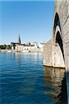 'St. Maartenskerk' (St.Martin Church) and St. Servatius Bridge on the River Maas, Maastricht, Limburg, The Netherlands,  Europe.