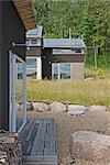 Moderne durable scandinaves maison dans une région rurale boisée. Architectes : Landstrom Arkitekter