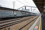 Empty train tracks at Himeji Station, Himeji, Japan