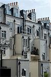 Back of terrace houses and chimneys, Wells Rise, near Primrose Hill, London, NW1, England