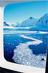 View of ice in the Neumayer Channel from boat window