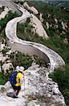 Hiker walking on the Great Wall of China