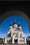 Alexander Nevsky Russian Orthodox Cathedral as seen through archway