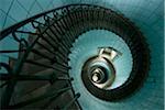 Looking down the spiral staircase of the lighthouse