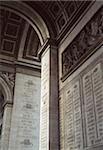 Inside the arch of the Arc de Triomphe.