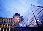 The pyramid of the Louvre at dusk