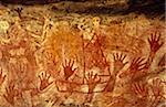 Australie, Northern Territory, terre d'Arnhem, nr Mt Borradaile. Art rupestre aborigène dans un abri « Major Art »