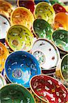 Colourful Chinese bowls on market stall on Upper Lascar Row (Cat Street), Central, Hong Kong, China