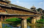 China, Guangxi Province; nr Sanjiang, Chengyang. Built in 1912 by Dong villagers, the Chengyang 'wind and rain' bridge.