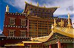 China, Yunnan Province, Zhongdian. The Dukhang, is one of Songzhanling Monasteries most prominent buildings.