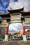 England, Liverpool, Nelson Street, Chinatown, ceremonial Chinese arch