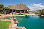 Kenya, The swimming pool of Borana Lodge, situated on a private 35,000-acre ranch overlooking Mount Kenya in Laikipia District.