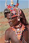 Kenya, A Samburu warrior of Northern Kenya in all his finery.