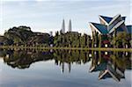 South East Asia, Malaysia, Kuala Lumpur, Petronas Towers and Istana Budaya National Theatre, Lake Titiwangsa