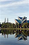 South East Asia, Malaysia, Kuala Lumpur, Petronas Towers and Istana Budaya National Theatre, Lake Titiwangsa