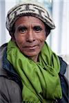 Nepal, Everest Region, Khumbu Valley. Portrait of a Nepalesse porter.