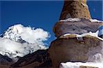 Nepal, Everest Region, Khumbu Valley, Ana Dablan Peak. A Buddhist prayer station on the Everest Base Camp trail.